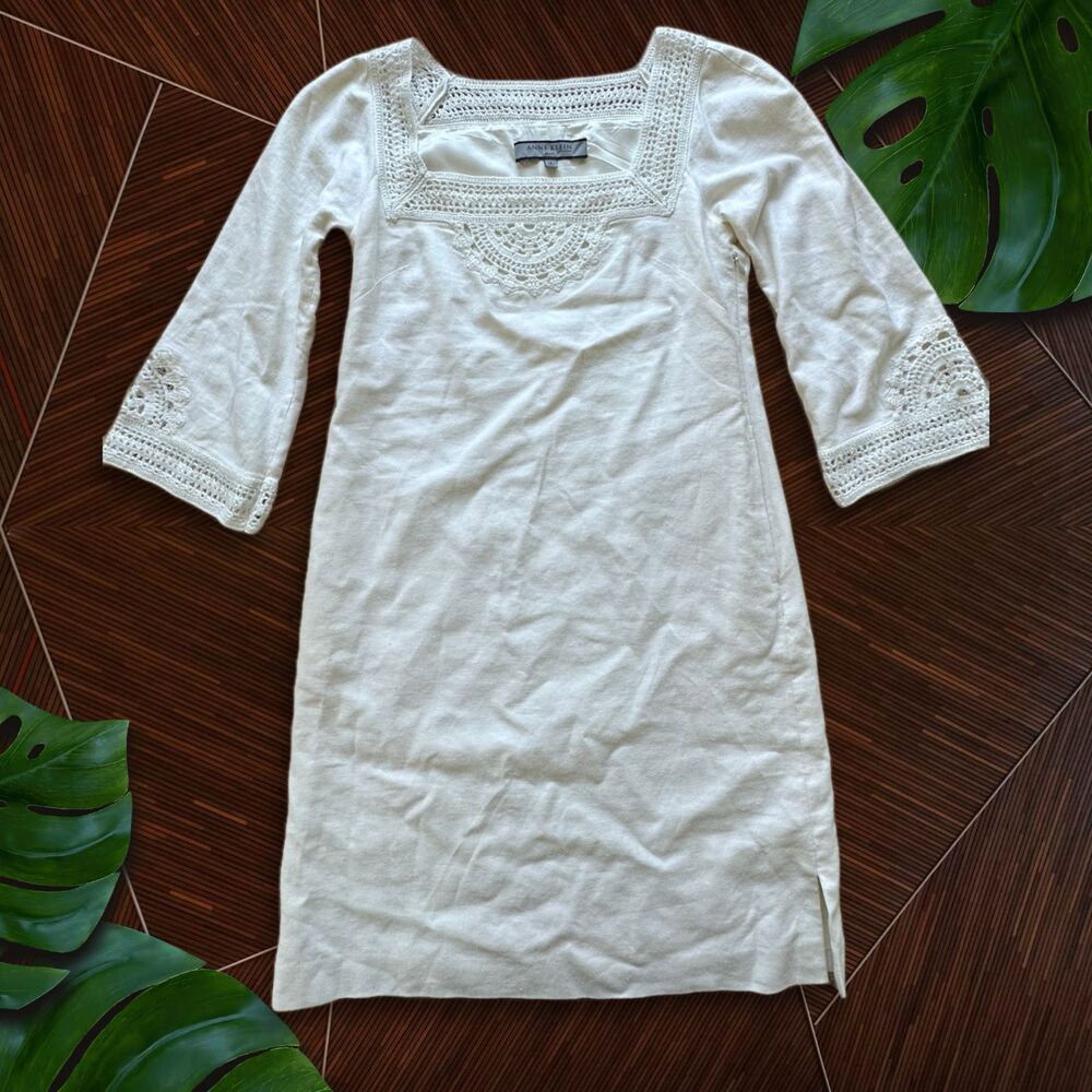 Anne Klein Linen Blend lined -Ivory Dress Size 2